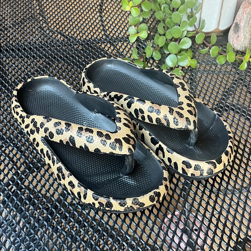 Leopard Print Flip Flops